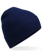 Beechfield Bio-Baumwoll Feinstrick Beanie mit Umschlag, Black One Size, CB51N – Oxford Navy
