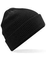 Beechfield Bio-Baumwolle Waffelstrick Beanie mit Umschlag, Black One Size, CB52N – Bild 2