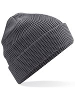 Beechfield Bio-Baumwolle Waffelstrick Beanie mit Umschlag, Black One Size, CB52N – Graphite Grey