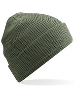 Beechfield Bio-Baumwolle Waffelstrick Beanie mit Umschlag, Black One Size, CB52N – Olive Green