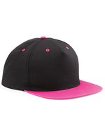 Beechfield 5-Panel Snapback Cap mit Kontrastdetails – Black/Fuchsia