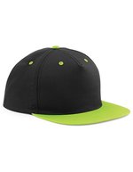 Beechfield 5-Panel Snapback Cap mit Kontrastdetails – Black/Lime Green