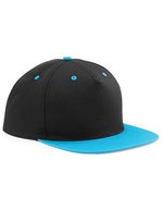 Beechfield 5-Panel Snapback Cap mit Kontrastdetails, Black/Yellow One Size, CB610c – Nero/Surf Blu