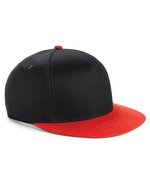 Beechfield Snapback-Kappe für Jugendliche, Baumwolltwill, Black/Black One Size, CB615 – Nero/Rosso brillante