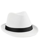 Beechfield Fedora-Hut aus Polyester-Baumwoll-Mix – White/Black