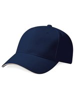 Beechfield Schwere Baumwoll-6-Panel-Cap mit Schild, Bright Royal One Size, CB65 – French Navy/Stone