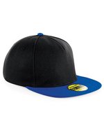 Beechfield Flache Schirm Snapback Cap aus Polyester – Black/Bright Royal