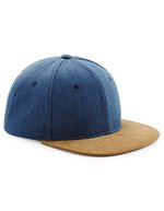 Beechfield Suede Peak Snapback Cap mit Größenversteller, Denim Blue One Size, CB668 – Bild 2