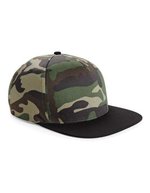 Beechfield Camo Snapback Cap mit Fünf-Segmenten-Design, Black/Jungle Camo One Size, CB691 – Jungle Camouflage/Noir