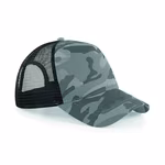 Beechfield Camo Snapback Trucker Cap with Five Panels – Arctic Camo/Black