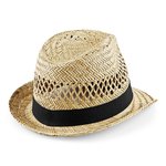 Beechfield Handgemachter Strohhut Sommer Trilby, Natural L/XL, CB730 – Bild 3