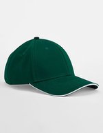 Beechfield Bio-Baumwolle 6-Panel Cap mit Sandwich-Schirm, Black/Classic Red One Size, CB820C – Vert bouteille/Blanc