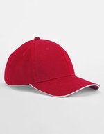 Beechfield Bio-Baumwolle 6-Panel Cap mit Sandwich-Schirm, Black/Classic Red One Size, CB820C – Classique Rouge/Blanc