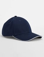 Beechfield Bio-Baumwolle 6-Panel Cap mit Sandwich-Schirm, Black/Classic Red One Size, CB820C – Marine francais/Blanc