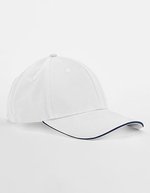 Beechfield Bio-Baumwolle 6-Panel Cap mit Sandwich-Schirm, Black/Classic Red One Size, CB820C – Blanc/Marine francais