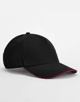 Beechfield Bio-Baumwoll 5-Panel Cap mit Sandwich-Schirm, Bottle Green/White One Size, CB825C – Black/Classic Red