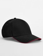 Beechfield Bio-Baumwoll 5-Panel Cap mit Sandwich-Schirm, Black/Classic Red One Size, CB825C – Bild 2