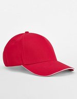 Beechfield Bio-Baumwoll 5-Panel Cap mit Sandwich-Schirm, Black/Classic Red One Size, CB825C – Classic Red/White