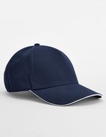 Beechfield Bio-Baumwoll 5-Panel Cap mit Sandwich-Schirm, Black/Classic Red One Size, CB825C – French Navy/White