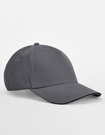 Beechfield Bio-Baumwoll 5-Panel Cap mit Sandwich-Schirm, Black/Classic Red One Size, CB825C – Graphite Grey/Black