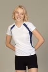 CONA SPORTS Pace Tech T-Shirt Col V pour Femme, White/Navy M, CN150 – image 2