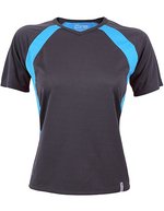 CONA SPORTS Pace Tech T-Shirt V-Ausschnitt für Damen – Anthracite/Azure Blue