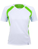 CONA SPORTS Pace Tech T-Shirt V-Ausschnitt für Damen – White/Lime