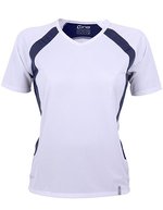 CONA SPORTS Pace Tech T-Shirt V-Ausschnitt für Damen – White/Navy