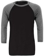 Unisex 3/4 Sleeve Baseball T-Shirt – Black/Deep Heather