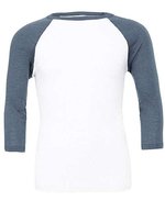 Unisex 3/4 Sleeve Baseball T-Shirt – White/Denim Triblend (Heather)