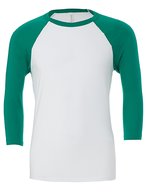 Canvas 3/4-Ärmel Baseball T-Shirt Raglan-Schnitt – White/Kelly