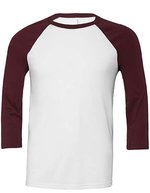 Unisex 3/4 Sleeve Baseball T-Shirt – White/Maroon