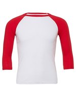 Canvas 3/4-Ärmel Baseball T-Shirt Raglan-Schnitt – White/Red