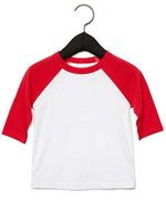 Canvas Kleinkinder Baseball-Tee mit 3/4 Ärmeln, White/Black 2 Jahre, CV3200T – Bianco/Rosso