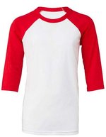 Canvas Jugend 3/4 Arm Baseball-Tee mit Raglan-Ärmeln, White/Black L (14/16 Jahre), CV3200Y – White/Red
