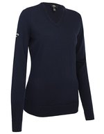 Ladies V-Neck Merino Sweater – Dark Navy