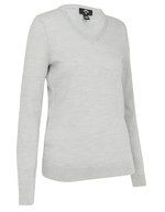Ladies V-Neck Merino Sweater – Pearl Blue