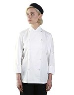 Dennys London Langarm-Jacke mit Snap-Stud-Verschluss – White