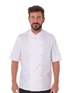 Dennys London Kochjacke mit Druckknopfverschluss und Stifttasche – White