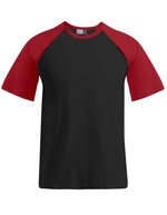 Promodoro Raglan T-Shirt mit Kontrastärmeln für Herren – Black/Red