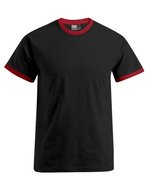 Promodoro T-Shirt mit Kontrast-Bündchen für Herren – Black/Fire Red