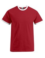Promodoro T-Shirt mit Kontrast-Bündchen für Herren – Fire Red/White