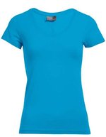 Promodoro Figurbetontes V-Ausschnitt T-Shirt Baumwolle – Turquoise