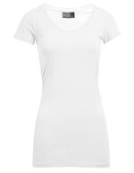 Promodoro Slim Fit V-Neck Long-T-Shirt für Damen – White