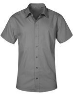 Promodoro Kurzarmhemd aus Popeline für Herren – Steel Grey (Solid)