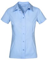 Promodoro Popeline Kurzarmbluse mit Kent-Kragen für Damen – Light Blue