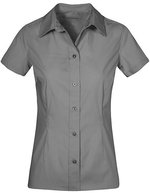 Promodoro Popeline Kurzarmbluse mit Kent-Kragen für Damen – Steel Grey (Solid)