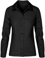 Promodoro Popeline Langarm-Bluse, tailliert für Damen – Black