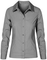 Promodoro Popeline Langarm-Bluse, tailliert für Damen – Steel Grey (Solid)