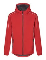Promodoro Leichte Herren Softshell-Jacke mit Kapuze, Black S, E7830 – Fire Red